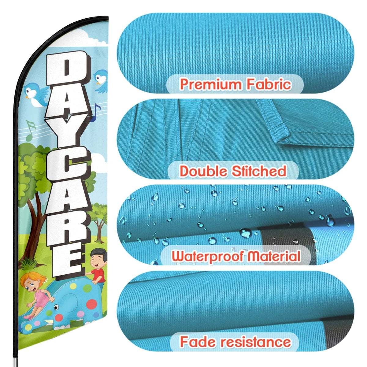 Day Care Sign - 11ft Day Care Swooper Flag Feather Flag Pole Kit - FSFlag