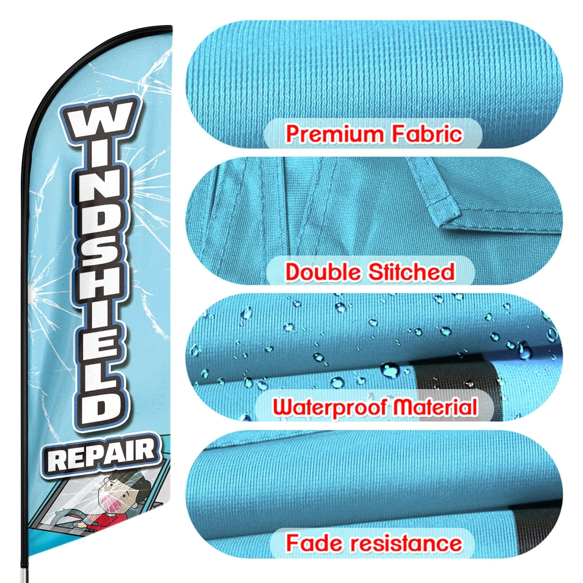 FSFLAG Windeshield Repair Swooper Flag Feather Flag Pole Kit - FSFlag