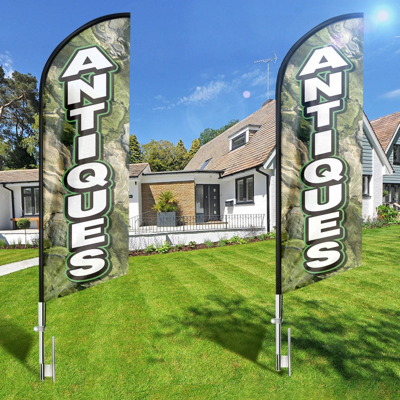 Antique Store Signs - 11ft Antiques Swooper Flag Feather Flag Pole Kit - FSFlag