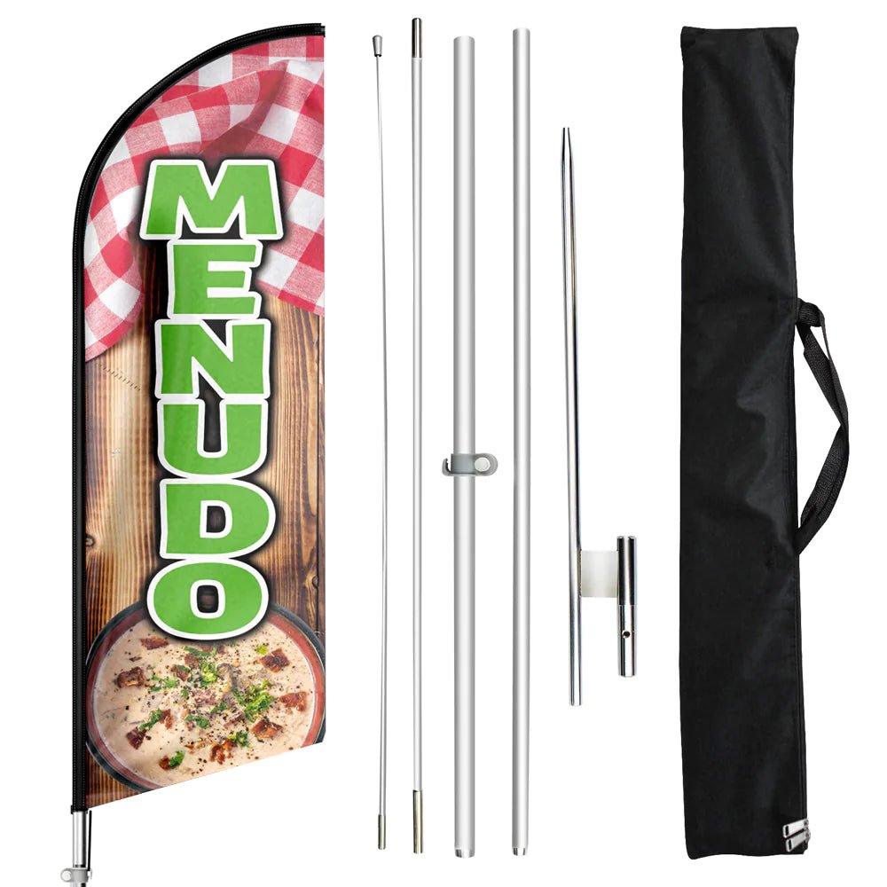 Mexican Restaurant Banner - 11ft Menudo Swooper Flag Feather Flag Pole Kit - FSFlag