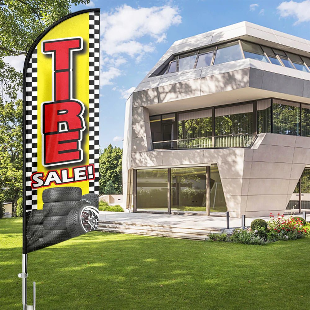 Tire Shop Signs - 11ft Tire Sale Swooper Flag Feather Flag Pole Kit - FSFlag