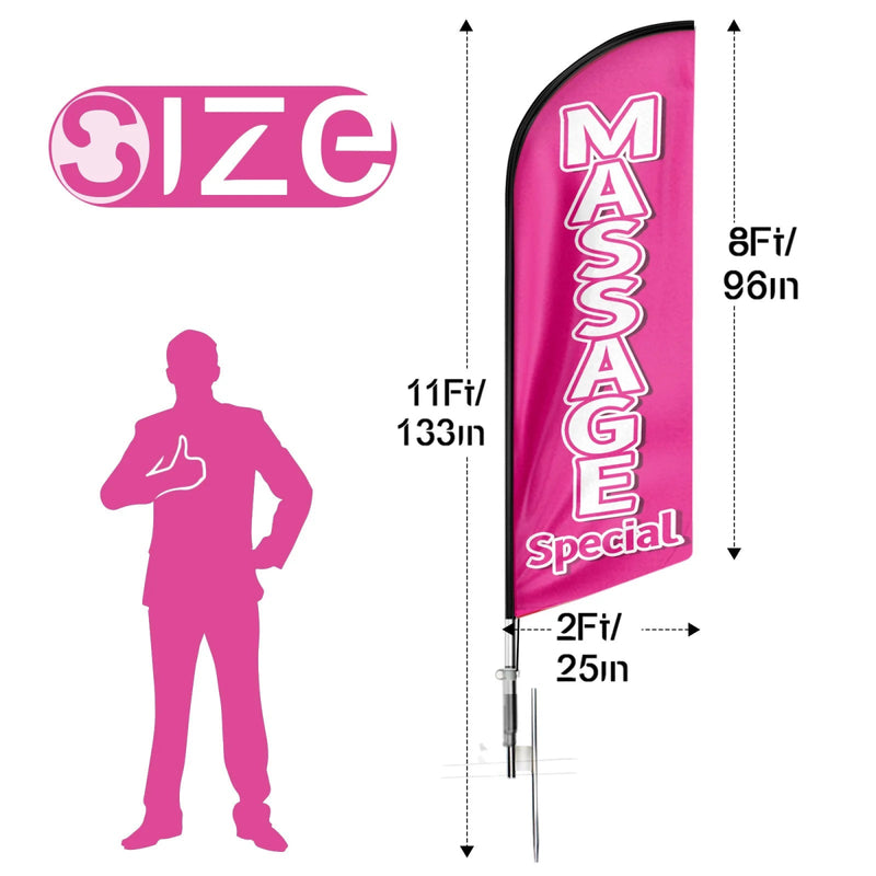 Massage Sign - 11ft Massage Special Swooper Flag Feather Flag Pole Kit - FSFlag