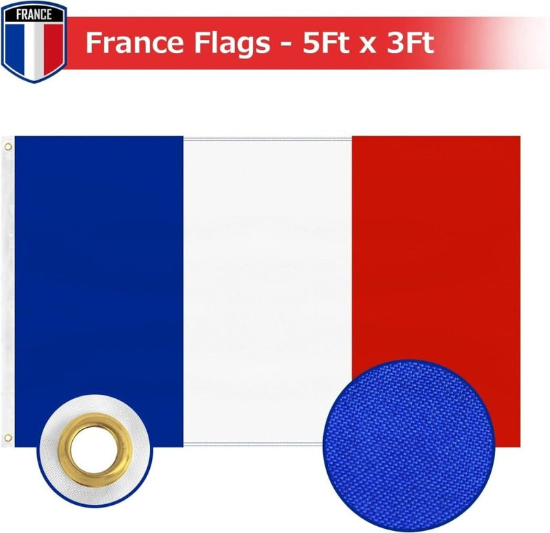 FSFLAG France Flag 3 X 5 Ft 400D Polyester and Two Brass Grommets - FSFlag