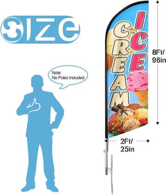 FSFLAG Ice Cream Feather Swooper Flag: 8Ft Advertising Banner for Ice Cream Business(Flagpole Not Included) - FSFlag