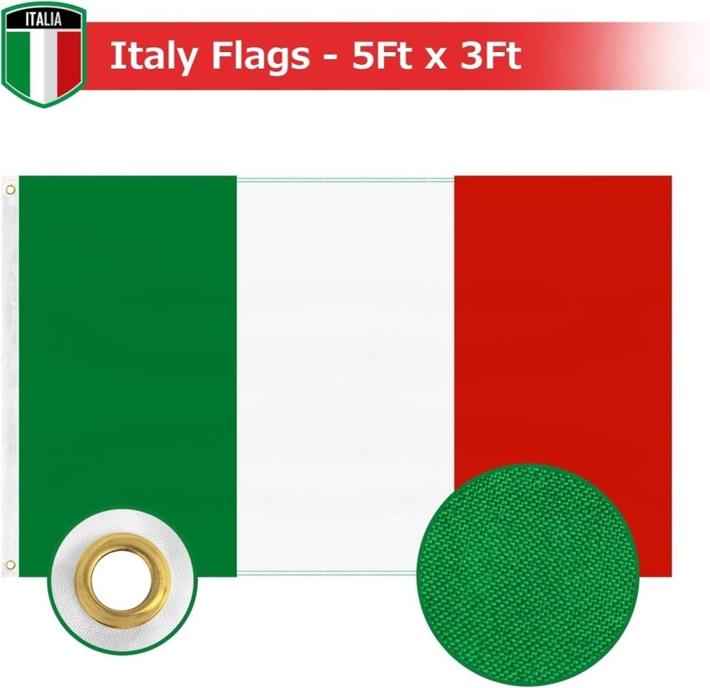 FSFLAG Italy Flag 3 X 5 Ft 400D Polyester and Two Brass Grommets - FSFlag