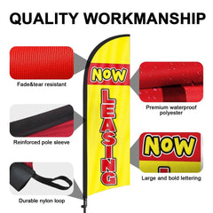 FSFLAG Yellow Now Leasing Swooper Feather Flag Pole Kit