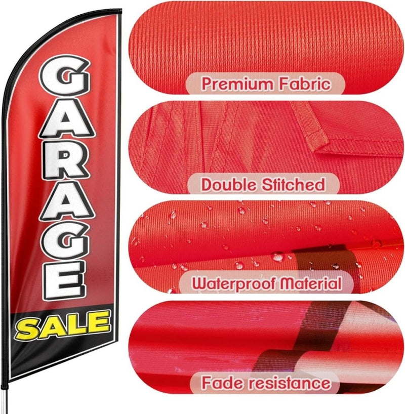 Garage Sale Feather Flag: Advertising Banner for Garage Sale Business(Flagpole Not Included) - FSFlag