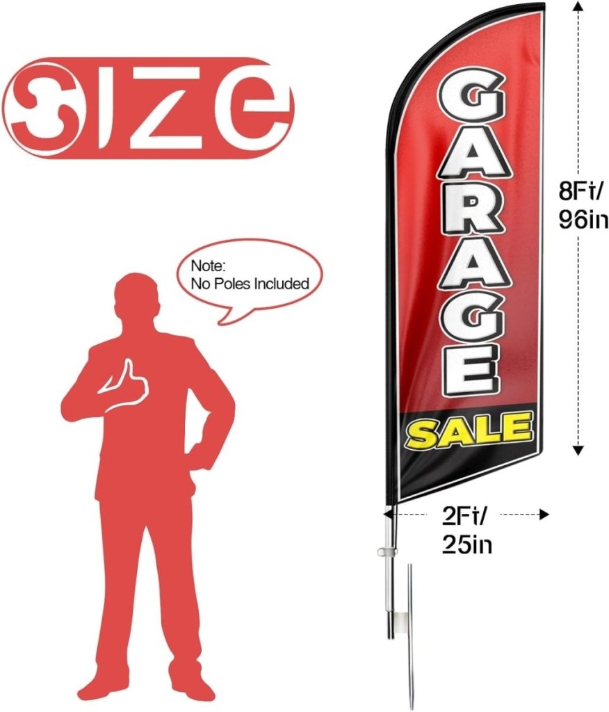 Garage Sale Feather Flag: Advertising Banner for Garage Sale Business(Flagpole Not Included) - FSFlag