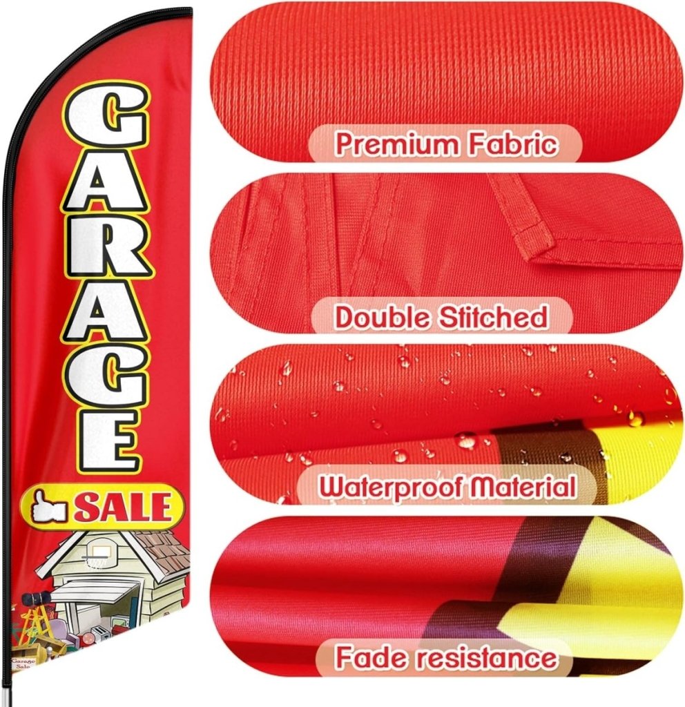 Garage Sale Flags - Garage Sale Feather Flag for Garage Sale Business（Flagpole Not Included） - FSFlag
