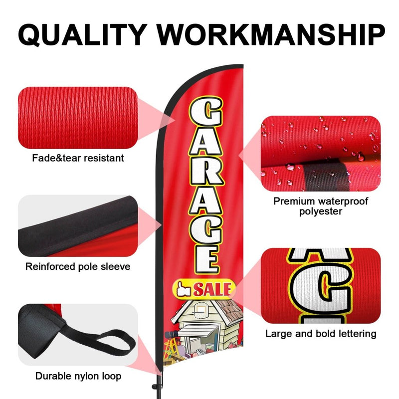 Garage Sale Signs - 8ft Garage Sale Feather Flag Pole Kit