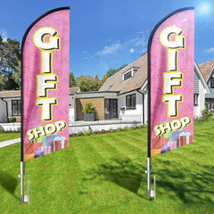 Gift Shop Sign - 8Ft Pink Gift Shop Feather Flag for Gift Shop Business（Flagpole Not Included） - FSFlag