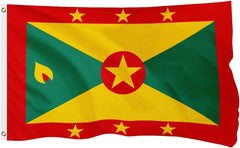 Grenada Grenadian Flag for Outside, 400D Heavy Duty Polyester, Double - Sided Printing, Quadruple Stitched Fly Hem, Fade Resistant, 2 Brass Grommets