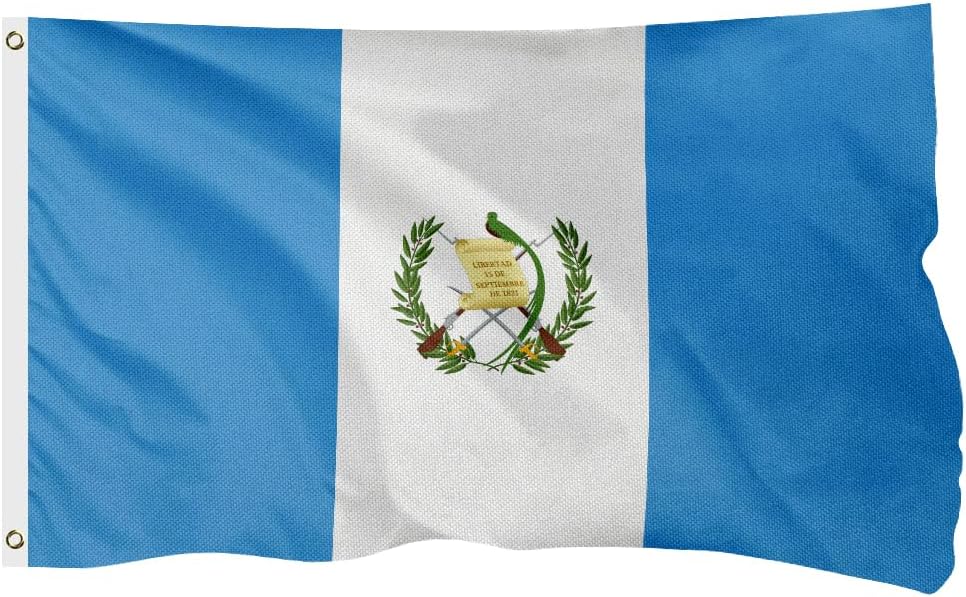 Guatemala Guatemalan Flag for Outside, 400D Heavy Duty Polyester, Double - Sided Printing, Quadruple Stitched Fly Hem, Fade Resistant, 2 Brass Grommets