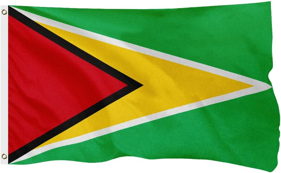Guyana Guyanese Flag for Outside, 400D Heavy Duty Polyester, Double - Sided Printing, Quadruple Stitched Fly Hem, Fade Resistant, 2 Brass Grommets