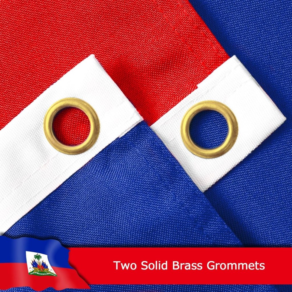 Haiti Haitian Flag for Outside, 400D Heavy Duty Polyester, Double - Sided Printing, Quadruple Stitched Fly Hem, Fade Resistant, 2 Brass Grommets