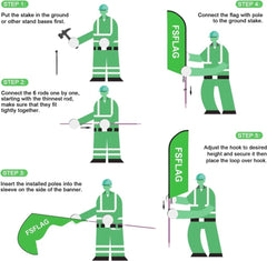 Halal Food Sign Flag Kit - 8ft Halal Food Feather with Pole and Stake - FSFlag