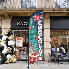 Hot Chocolate Bar Sign - 8ft Hot Chocolate Feather Flag with Pole and Stake - FSFlag