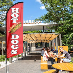 Hot Dog Flags - 11tf Hot Dogs Swooper Flag Food Restaurant Feather Flag Pole Kit - FSFlag