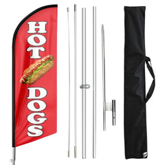 Hot Dog Flags - 11tf Hot Dogs Swooper Flag Food Restaurant Feather Flag Pole Kit - FSFlag