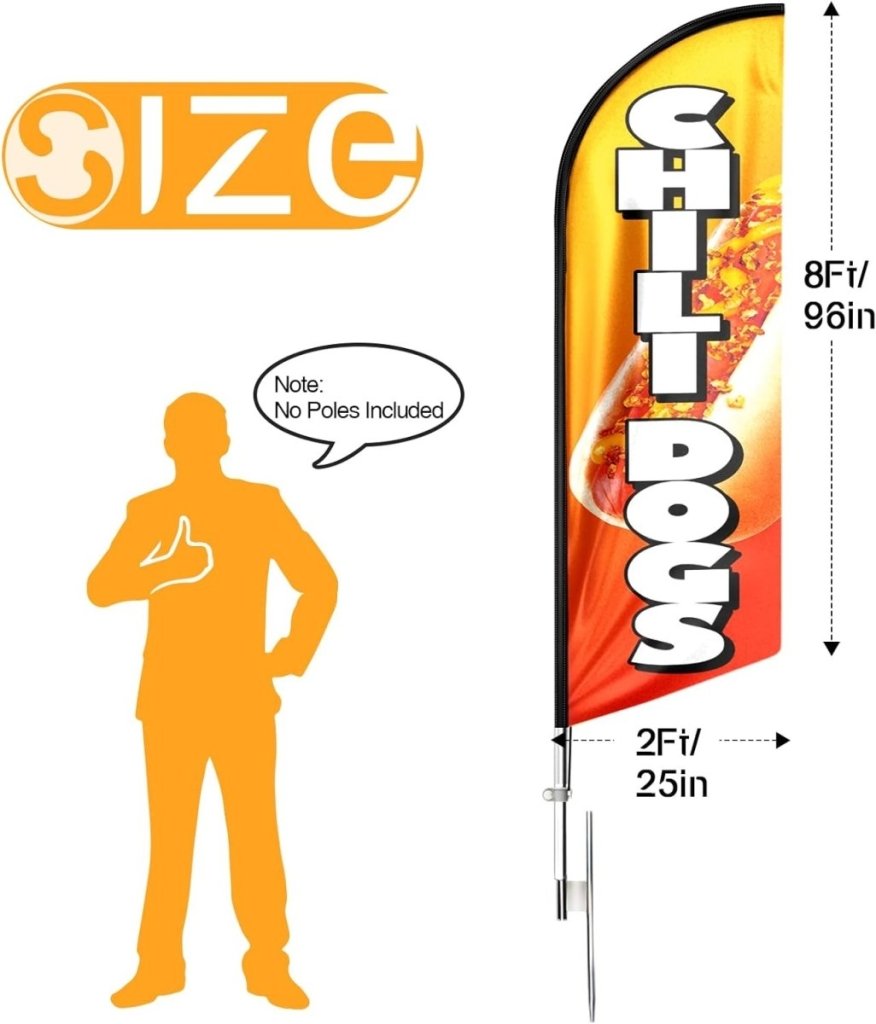 Hot Dog Flags - 8ft Chili Dogs Feather Flag!（Flagpole Not Included） - FSFlag