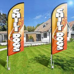 Hot Dog Flags - 8ft Chili Dogs Feather Flag!（Flagpole Not Included） - FSFlag