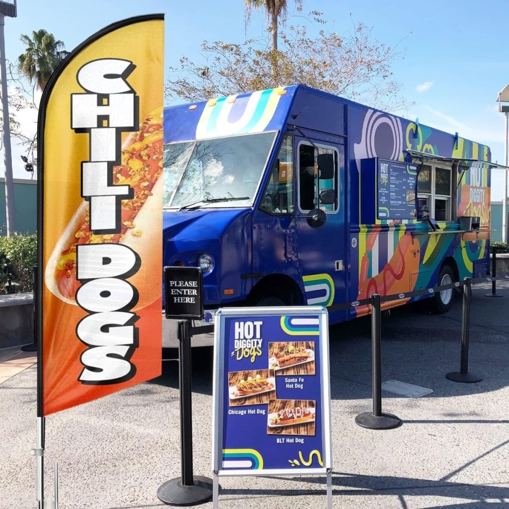 Hot Dog Flags - 8ft Chili Dogs Feather Flag!（Flagpole Not Included） - FSFlag