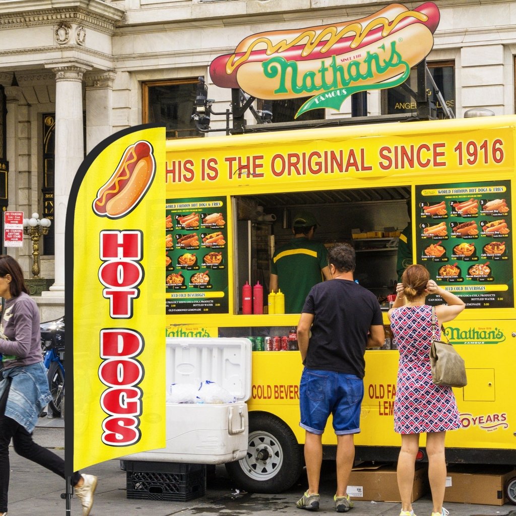 Hot Dog Flags Kit - 8ft Hot Dogs Feather Flag with Pole and Stake