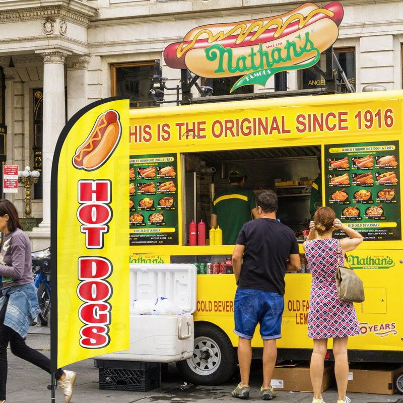 Hot Dog Flags Kit - 8ft Hot Dogs Feather Flag with Pole and Stake