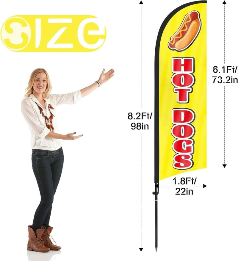 Hot Dog Flags Kit - 8ft Hot Dogs Feather Flag with Pole and Stake - FSFlag