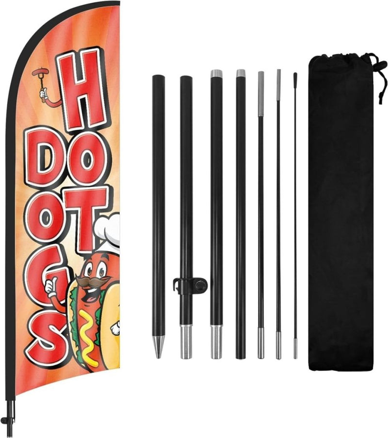 Hot Dogs Feather Flag Kit - 8ft Hot Dog Flags with Pole and Stake - FSFlag