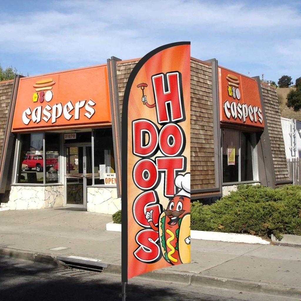 Hot Dogs Feather Flag Kit - 8ft Hot Dog Flags with Pole and Stake - FSFlag