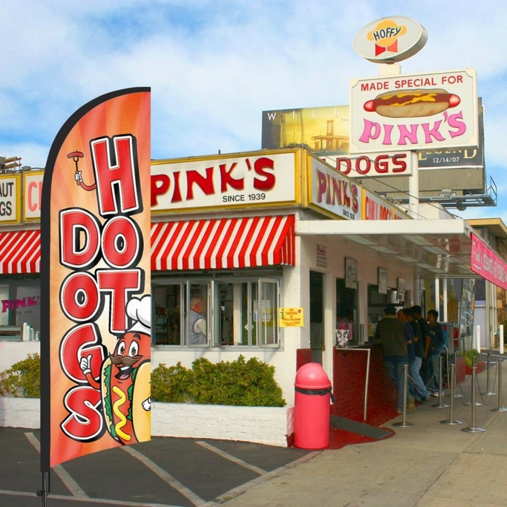 Hot Dogs Feather Flag Kit - 8ft Hot Dog Flags with Pole and Stake - FSFlag