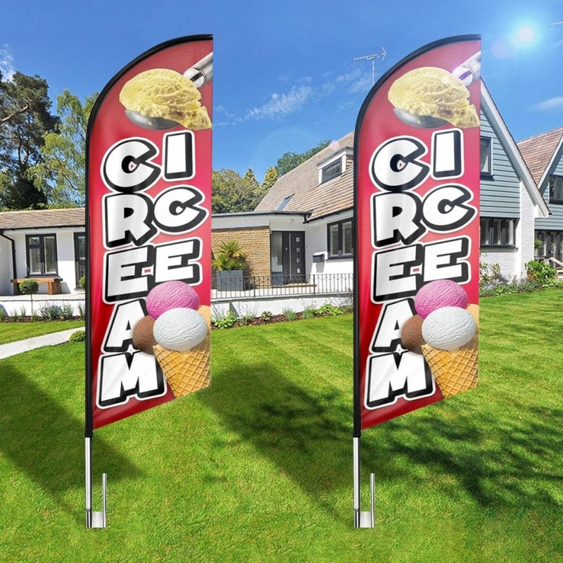 Ice Cream Sign - 8ft Ice Cream Swooper Flag（Flagpole Not Included） - FSFlag