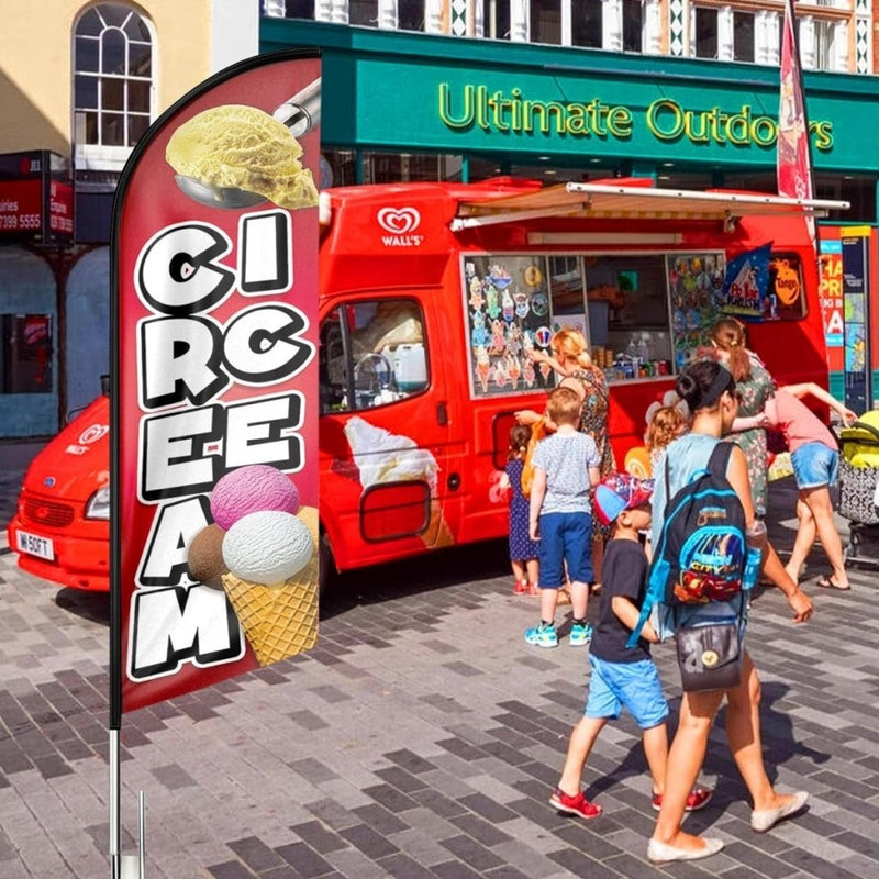 Ice Cream Sign - 8ft Ice Cream Swooper Flag（Flagpole Not Included） - FSFlag