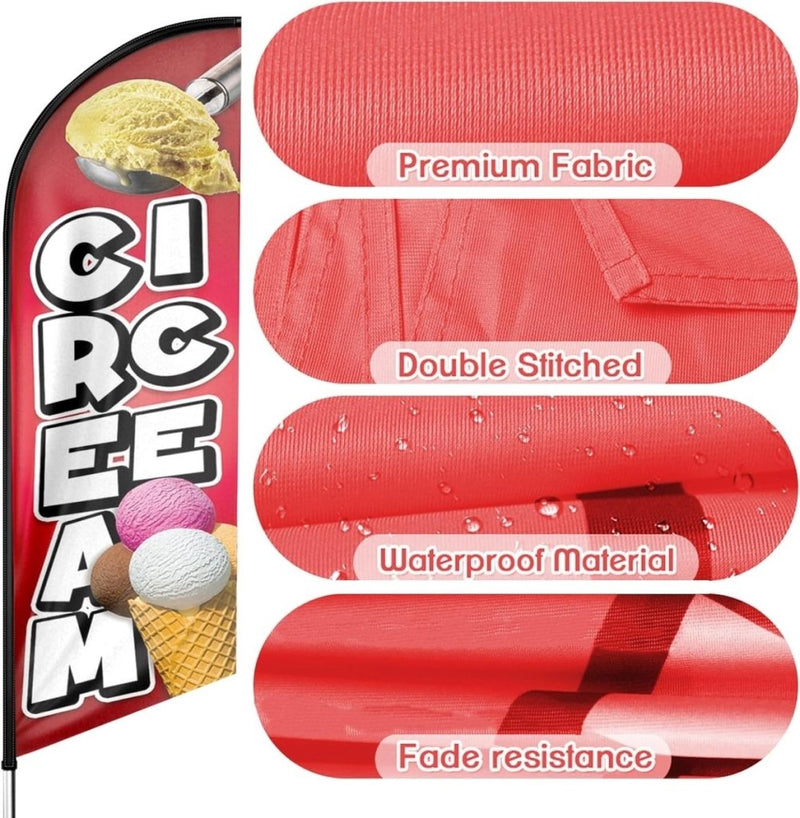 Ice Cream Sign - 8ft Ice Cream Swooper Flag（Flagpole Not Included） - FSFlag