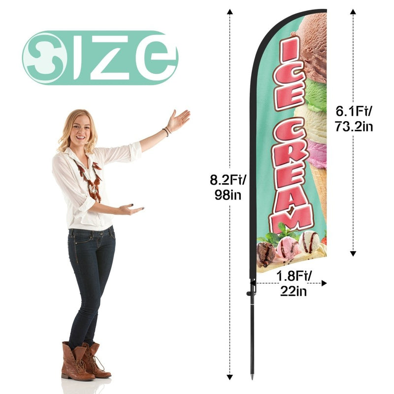 Ice Cream Sign - FSFLAG 8Ft Ice Cream Feather Flag Set