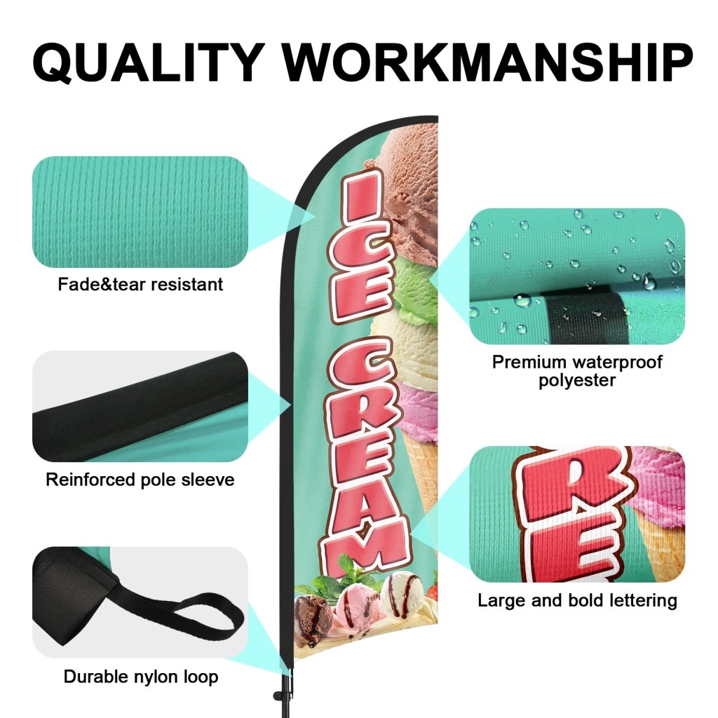 Ice Cream Sign - FSFLAG 8Ft Ice Cream Feather Flag Set
