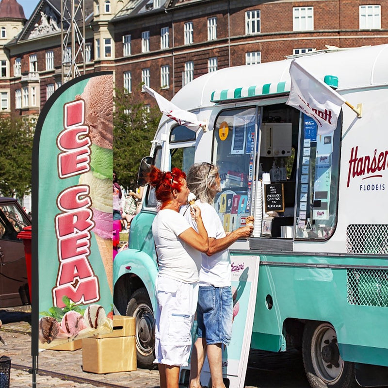 Ice Cream Sign - FSFLAG 8Ft Ice Cream Feather Flag Set