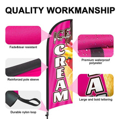 Ice Cream Sign - FSFLAG 8Ft Ice Cream Pink Feather Flag Set
