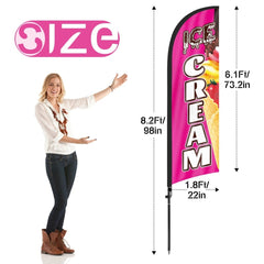 Ice Cream Sign - FSFLAG 8Ft Ice Cream Pink Feather Flag Set