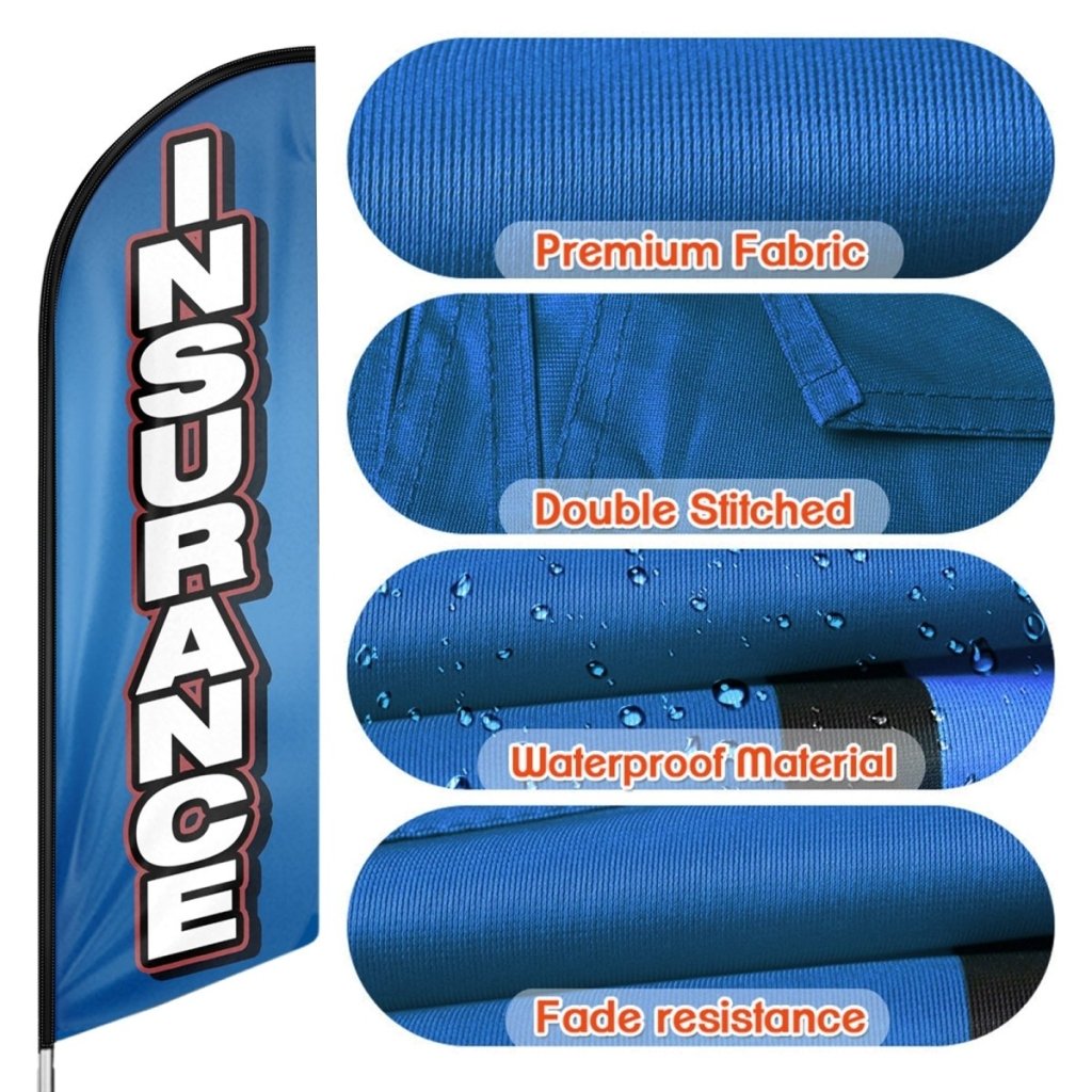 Insurance Feather Flags - 11ft Insurance Swooper Flag Feather Flag Pole Kit - FSFlag