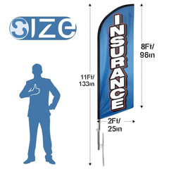 Insurance Feather Flags - 11ft Insurance Swooper Flag Feather Flag Pole Kit - FSFlag