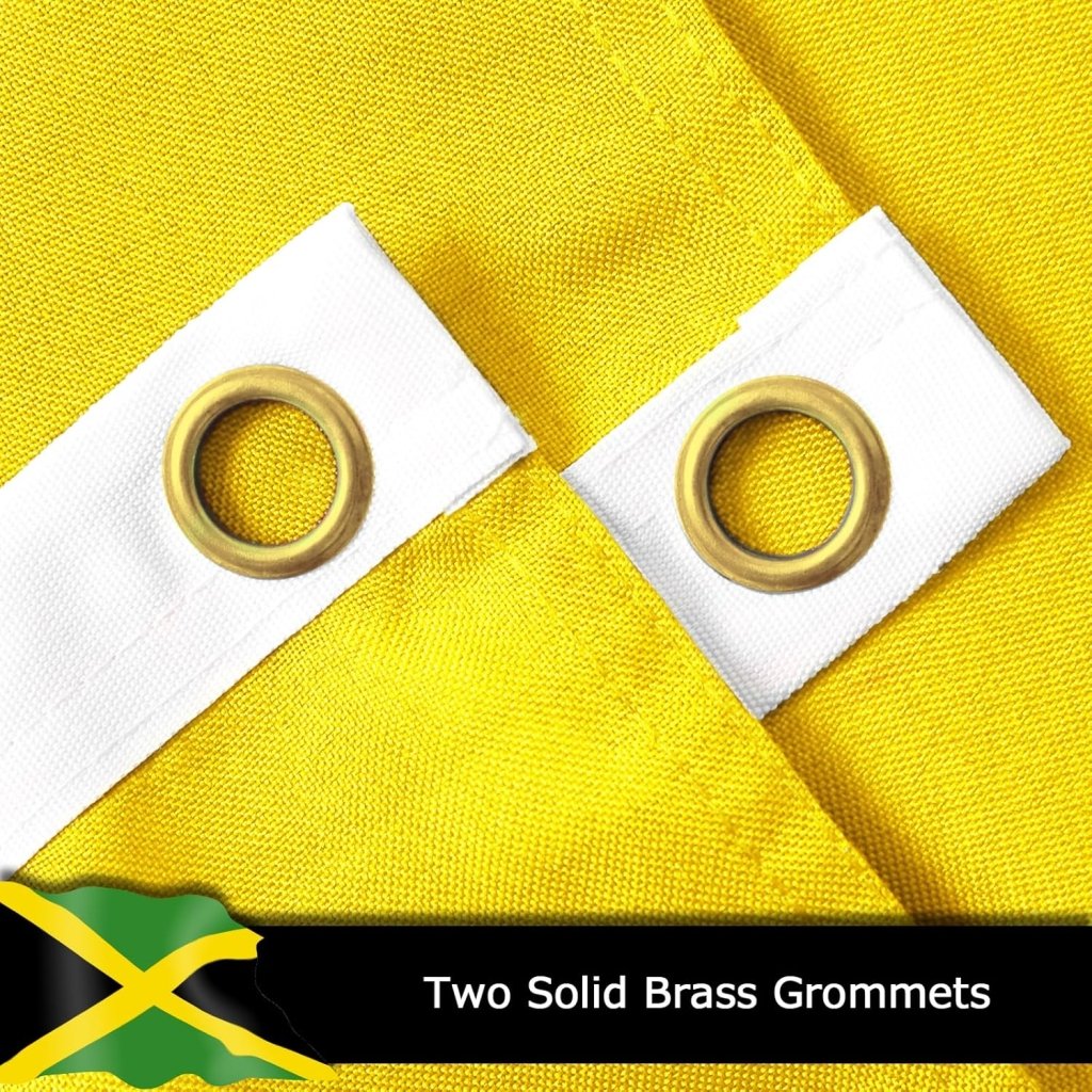 Jamaica Jamaican Flag for Outside, 400D Heavy Duty Polyester, Double - Sided Printing, Quadruple Stitched Fly Hem, Fade Resistant, 2 Brass Grommets