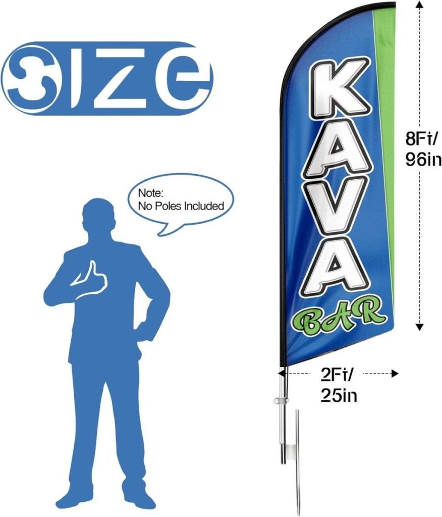Kava Bar Feather Flag: Advertising Banner for Kava Bar Business(Flagpole Not Included) - FSFlag