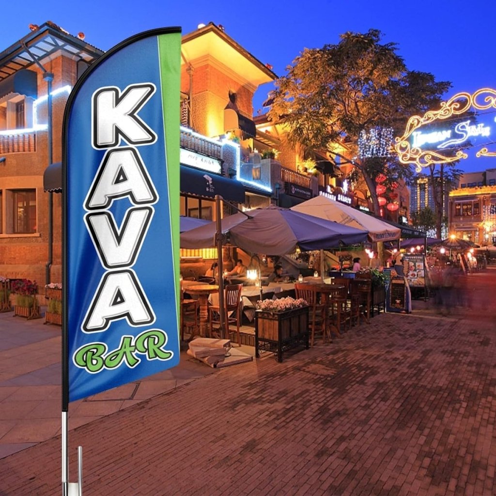 Kava Bar Feather Flag: Advertising Banner for Kava Bar Business(Flagpole Not Included) - FSFlag