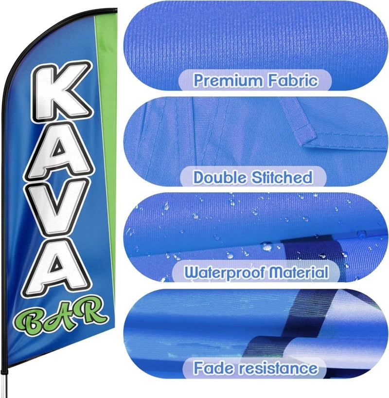 Kava Bar Feather Flag: Advertising Banner for Kava Bar Business(Flagpole Not Included) - FSFlag