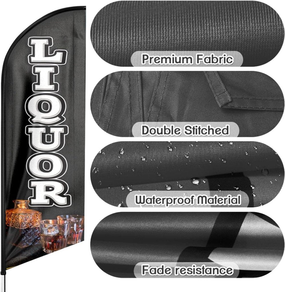 Liquor flags - 8ft Black Liquor Feather Flag（Flagpole Not Included） - FSFlag