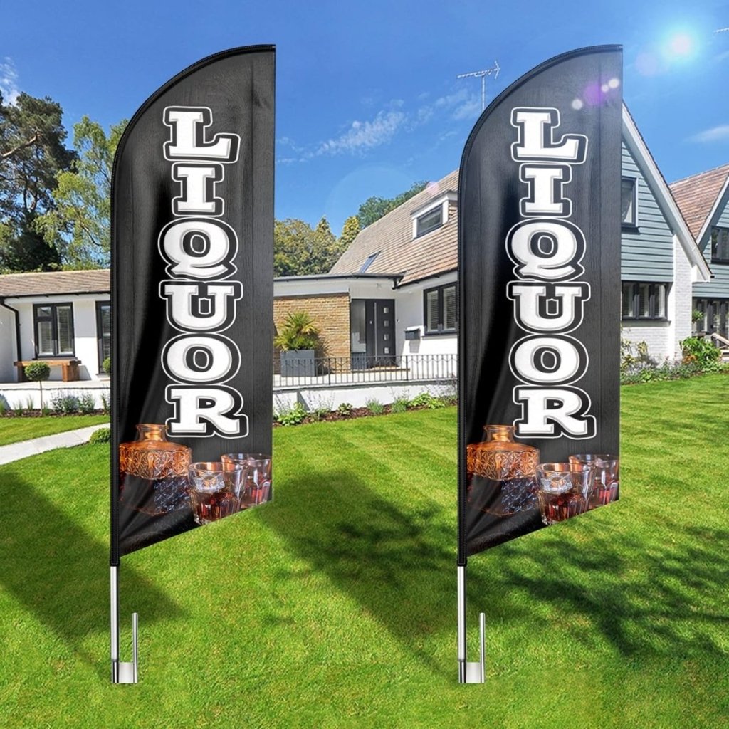 Liquor flags - 8ft Black Liquor Feather Flag（Flagpole Not Included） - FSFlag