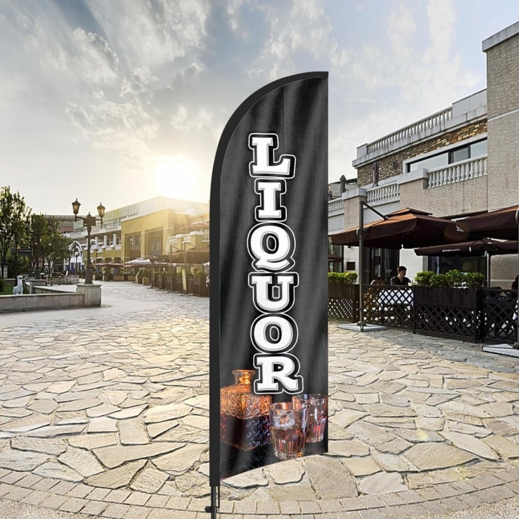 Liquor Flags - 8ft Liquor Feather Flag Kit with Pole and Stake - FSFlag