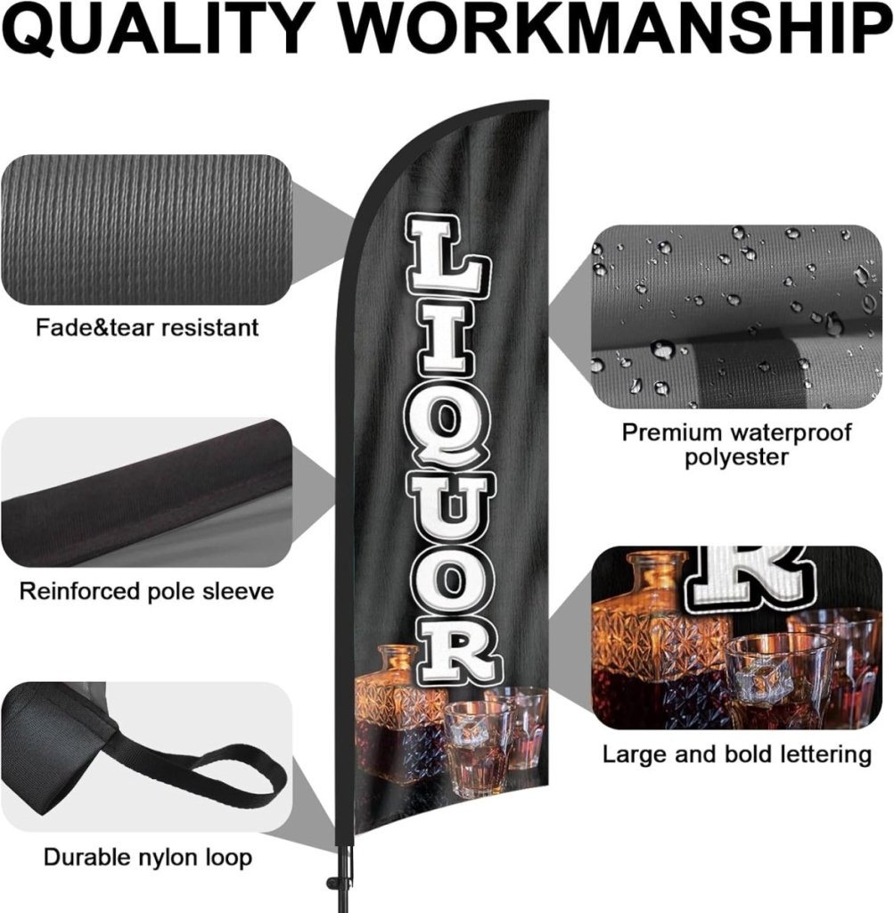 Liquor Flags - 8ft Liquor Feather Flag Kit with Pole and Stake - FSFlag